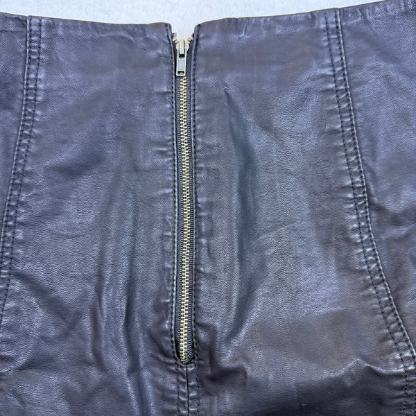 Free People Womens Black Polyurethane Mini Skirt With Back Zipper Size 10