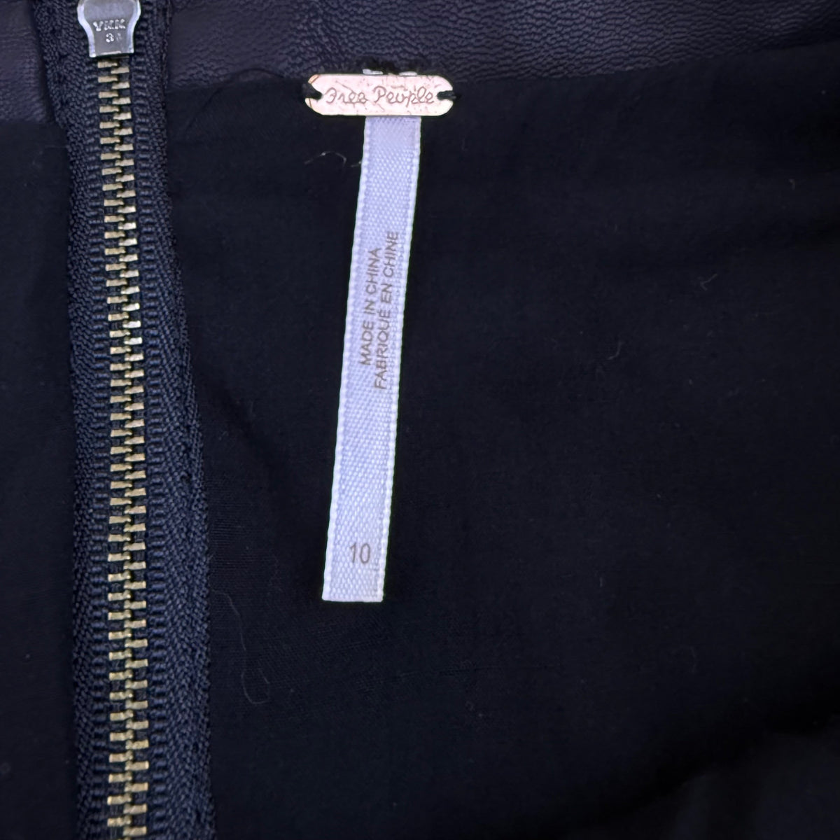 Free People Womens Black Polyurethane Mini Skirt With Back Zipper Size 10