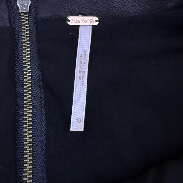 Free People Womens Black Polyurethane Mini Skirt With Back Zipper Size 10