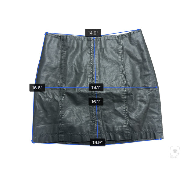 Free People Womens Black Polyurethane Mini Skirt With Back Zipper Size 10