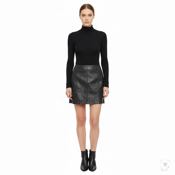 Free People Womens Black Polyurethane Mini Skirt With Back Zipper Size 10