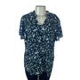 Dokotoo Womens Green Chiffon Floral Ruffle V-Neck Blouse Short Sleeve Sz L - New