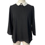 Cece Women's Black & White Peter Pan Collar Blouse With Back Tie Sz S - New
