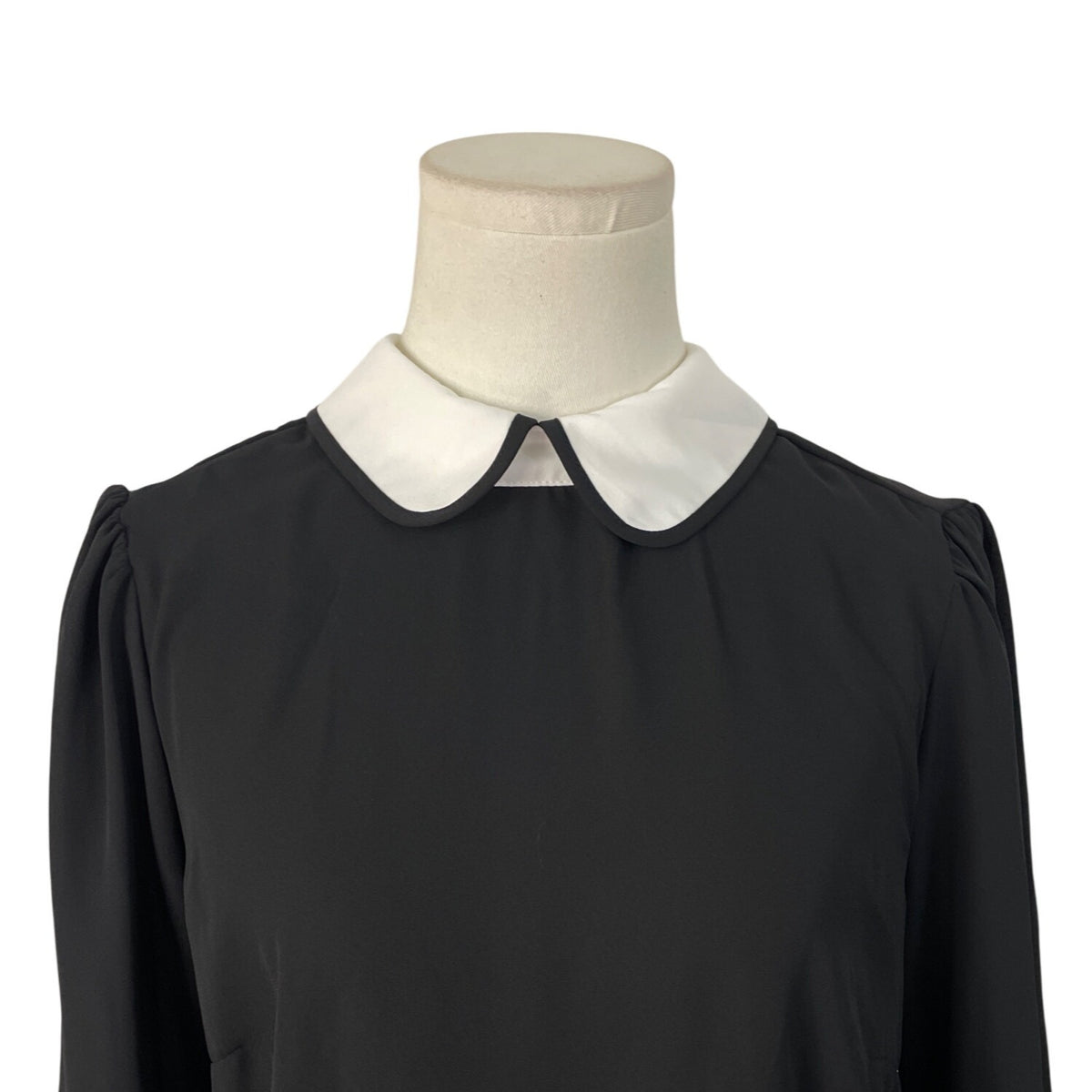 Cece Women's Black & White Peter Pan Collar Blouse With Back Tie Sz S - New