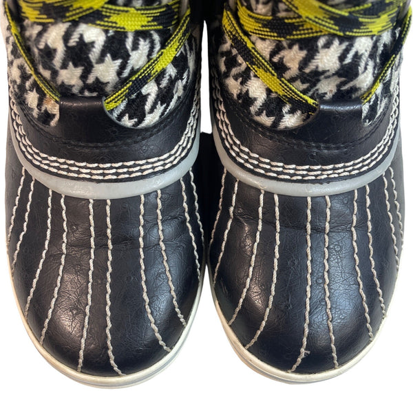 Sorel Women's Black And White Winter Snow Tivoli Houndstooth Boots Sz 6