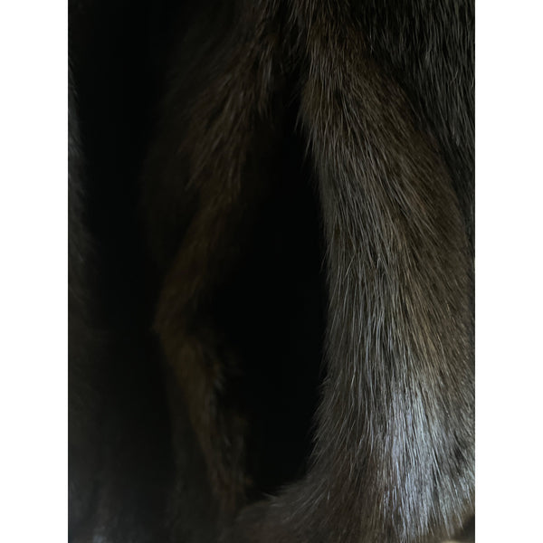 Kirschner Women's Dark Brown Genuine Mink Fur Coat Soft Lined Mid Length
