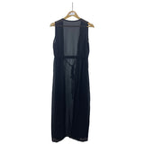Black Sheer Sleeveless Dress With Adjustable Waist Tie Chiffon Beach Wear Sz L