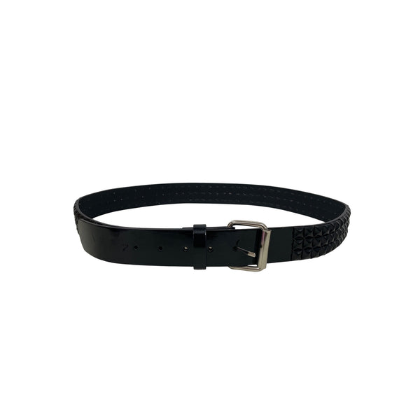 Black Studded Manmade Belt XL Adjustable Silver Buckle Unisex Punk Gothic Rock Style
