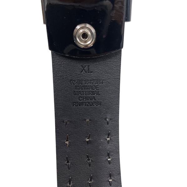 Black Studded Manmade Belt XL Adjustable Silver Buckle Unisex Punk Gothic Rock Style