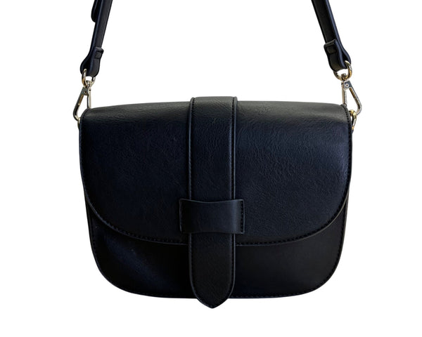 Sole Society Black Faux Leather Adjustable Strap & Snap Closure Crossbody Bag