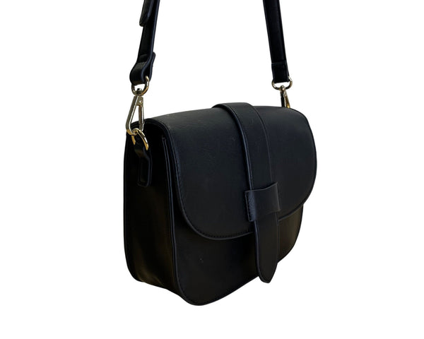 Sole Society Black Faux Leather Adjustable Strap & Snap Closure Crossbody Bag