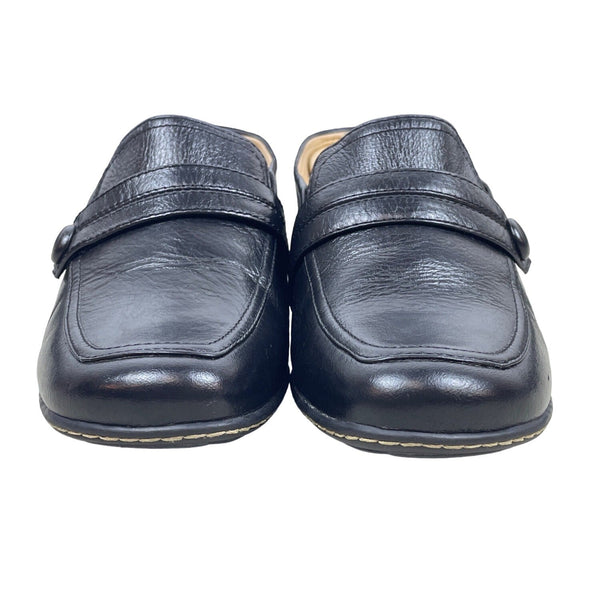 Björndal Women's Black Leather Gena Backless Slip On Comfort Clog Shoes Sz 8.5M