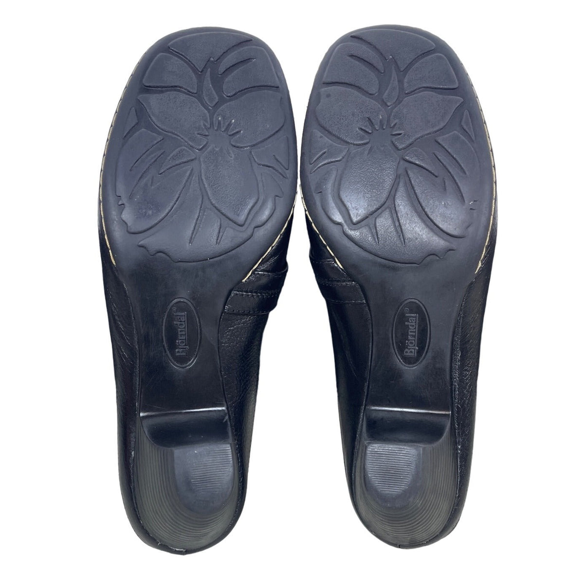 Björndal Women's Black Leather Gena Backless Slip On Comfort Clog Shoes Sz 8.5M