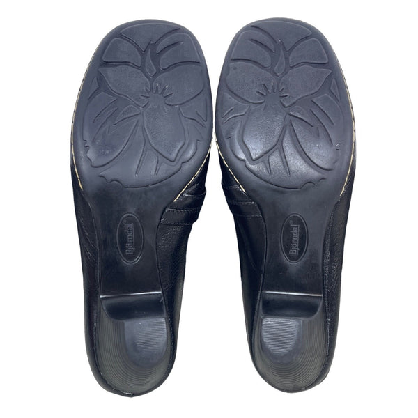Björndal Women's Black Leather Gena Backless Slip On Comfort Clog Shoes Sz 8.5M