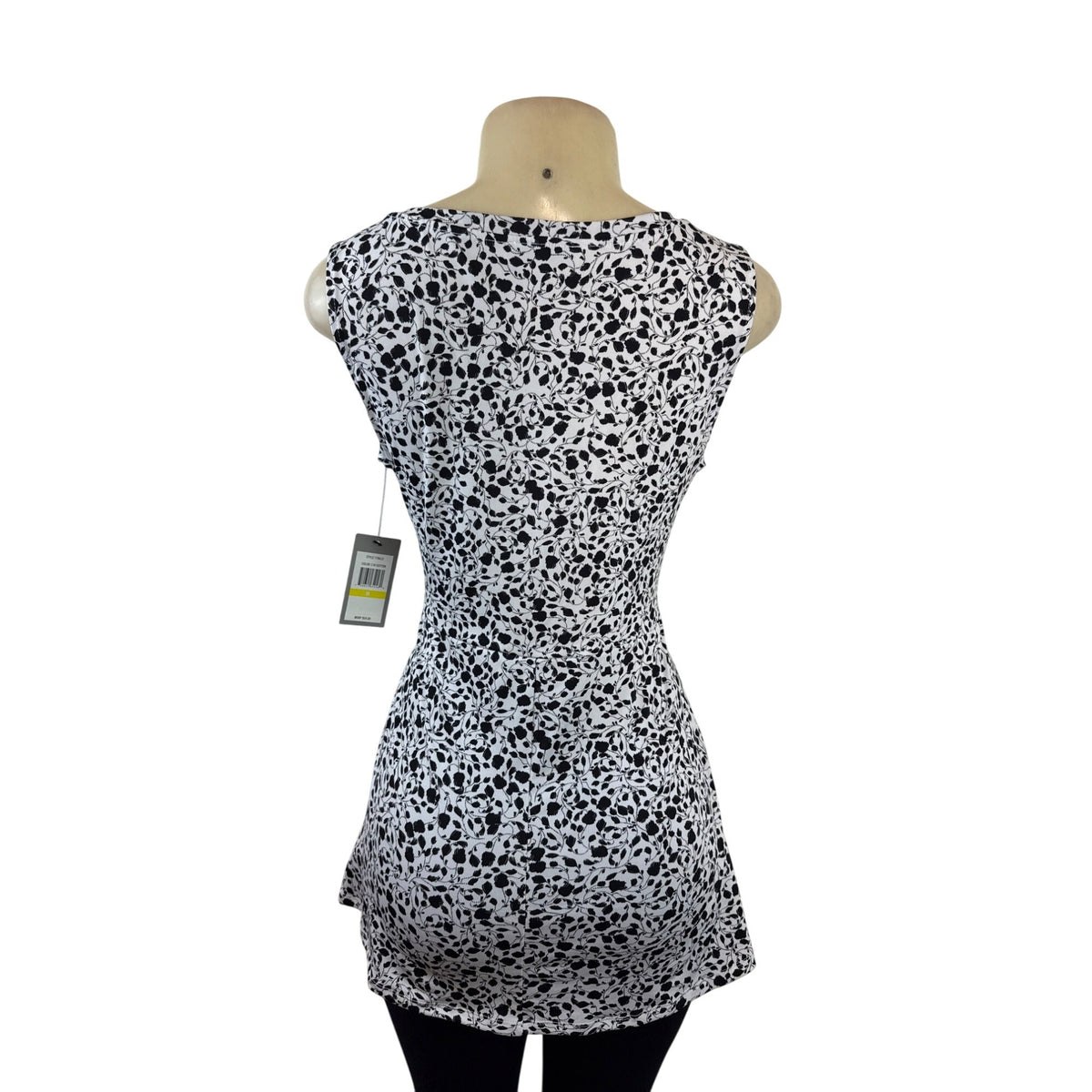 Chaus New York Women's Black & White Sleeveless Wrap Top W/ Waist Tie Sz M - New