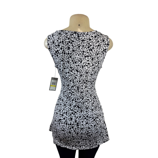 Chaus New York Women's Black & White Sleeveless Wrap Top W/ Waist Tie Sz M - New