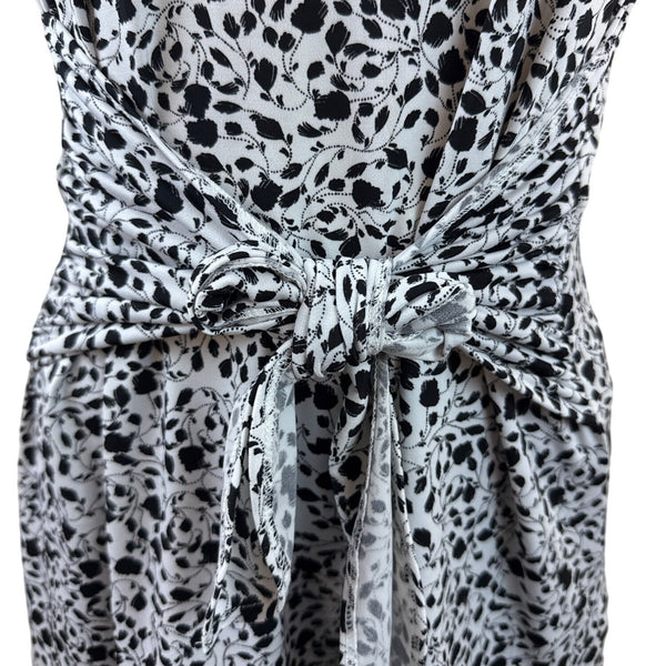 Chaus New York Women's Black & White Sleeveless Wrap Top W/ Waist Tie Sz M - New