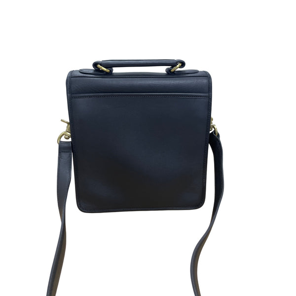 Genuine Leather Black Shoulder Bag With Top Handle & Gold-Tone Hardware 202-02
