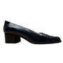 Ralph Lauren Black Leather Croc Embossed Toe Low Heel Pumps Sz 6B