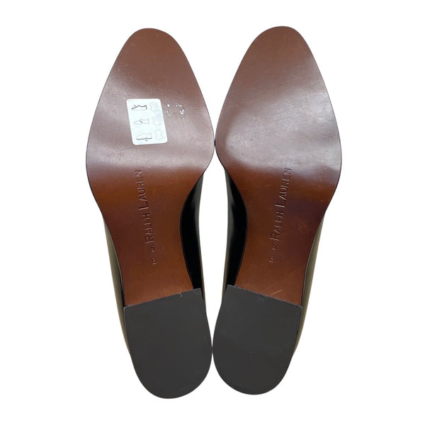 Ralph Lauren Black Leather Croc Embossed Toe Low Heel Pumps Sz 6B