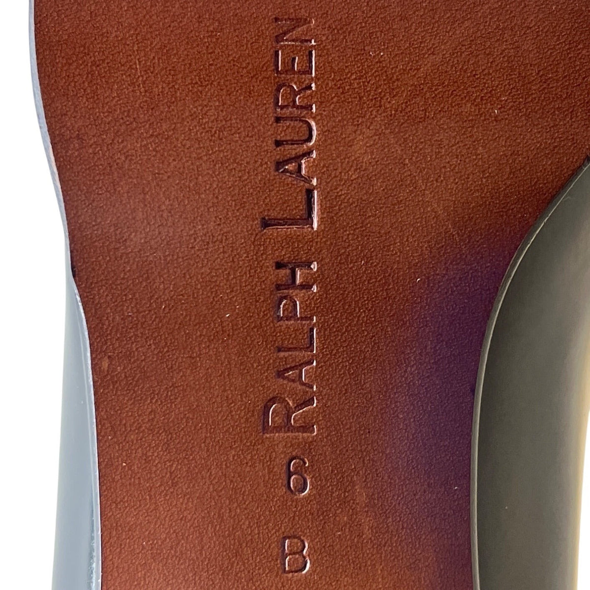 Ralph Lauren Black Leather Croc Embossed Toe Low Heel Pumps Sz 6B