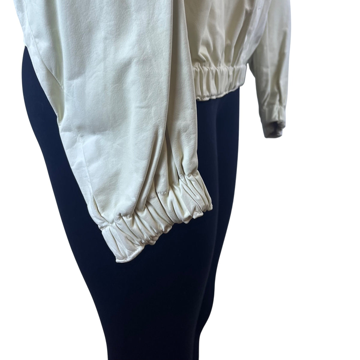 Polly Edwards Womens White Gem Embellished Vintage Sweater Jacket Elastic Hem