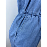 Life In Progress Womens Blue Sleeveless Denim Mini Dress W Pockets Sz S