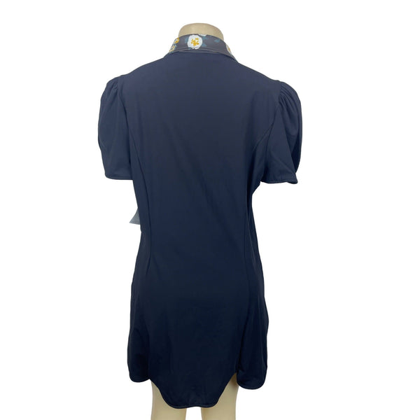 Mumford & Golf Womens Navy Puff Sleeve Dress With Floral Collar Sz XXL - New