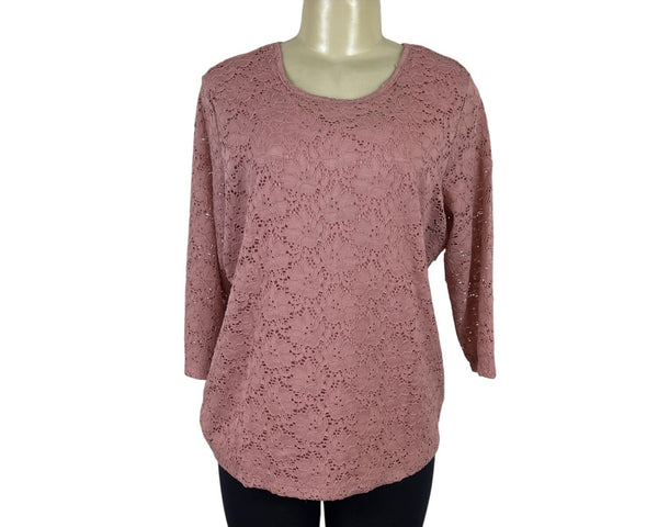 D&co. Women's 2-Piece Dusty Pink Lace Overlay & Sleeveless Tank Set Sz S