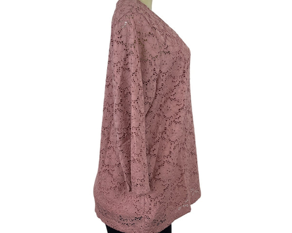 D&co. Women's 2-Piece Dusty Pink Lace Overlay & Sleeveless Tank Set Sz S