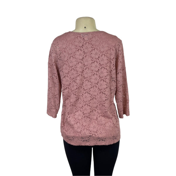 D&co. Women's 2-Piece Dusty Pink Lace Overlay & Sleeveless Tank Set Sz S