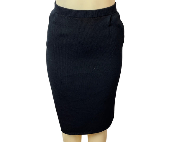 Women's Black Stretchable Fabric Pencil Skirt Size 10 Made in USA