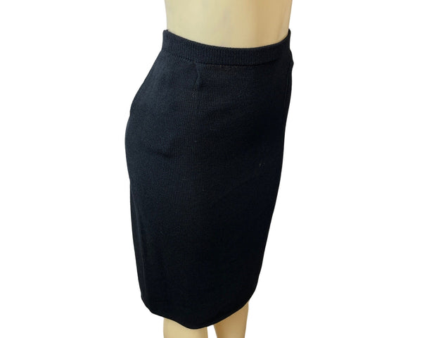 Women's Black Stretchable Fabric Pencil Skirt Size 10 Made in USA