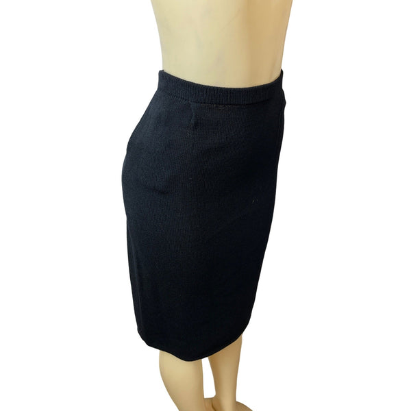 Women's Black Stretchable Fabric Pencil Skirt Size 10 Made in USA