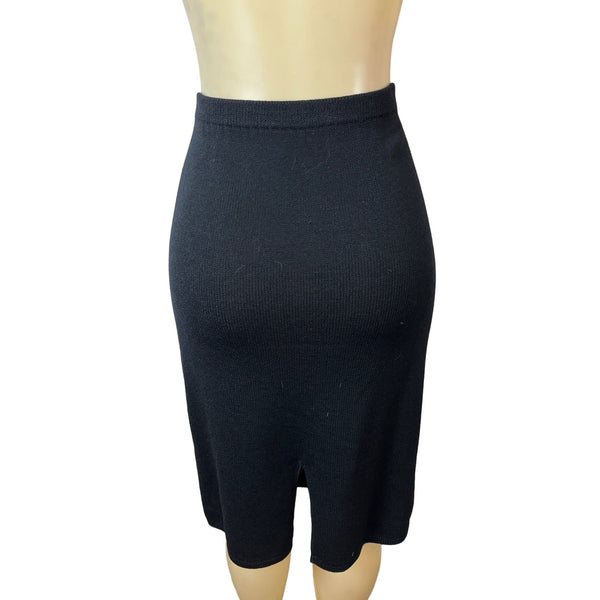 Women's Black Stretchable Fabric Pencil Skirt Size 10 Made in USA