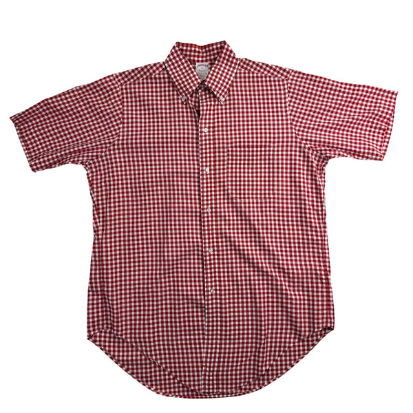 Brooks Brothers Mens Red/White Gingham Short-Sleeve Button-Up Shirt Size 15 1/2