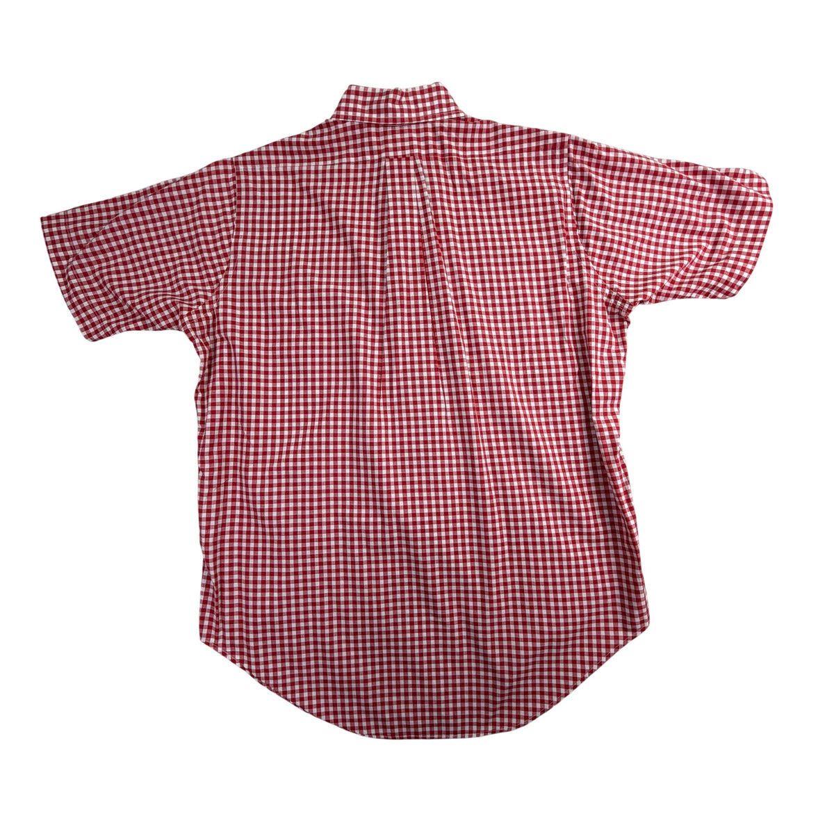 Brooks Brothers Mens Red/White Gingham Short-Sleeve Button-Up Shirt Size 15 1/2