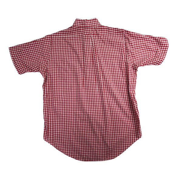 Brooks Brothers Mens Red/White Gingham Short-Sleeve Button-Up Shirt Size 15 1/2