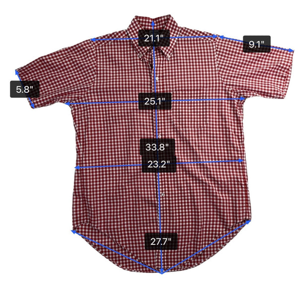 Brooks Brothers Mens Red/White Gingham Short-Sleeve Button-Up Shirt Size 15 1/2