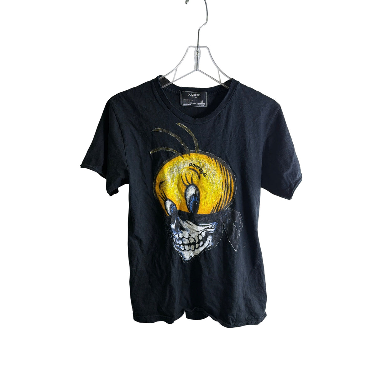 Domrebel Mens Black Cotton Graphic T-Shirt Medium Yellow Character Design Canada