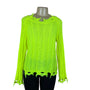 Imperial Womens Neon Yellow Acrylic Polyamide Distressed Knit Sweater Sz M