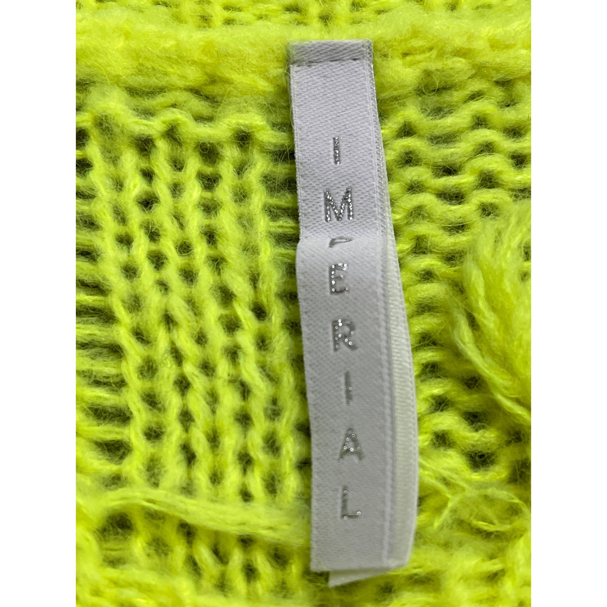 Imperial Womens Neon Yellow Acrylic Polyamide Distressed Knit Sweater Sz M