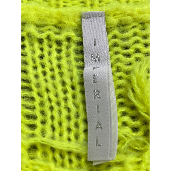 Imperial Womens Neon Yellow Acrylic Polyamide Distressed Knit Sweater Sz M