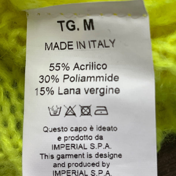 Imperial Womens Neon Yellow Acrylic Polyamide Distressed Knit Sweater Sz M