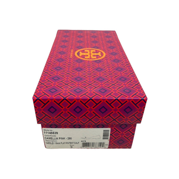 Tory Burch Women’s Yardley Camellia Pink Flat Patent Calf Sz 9 - New