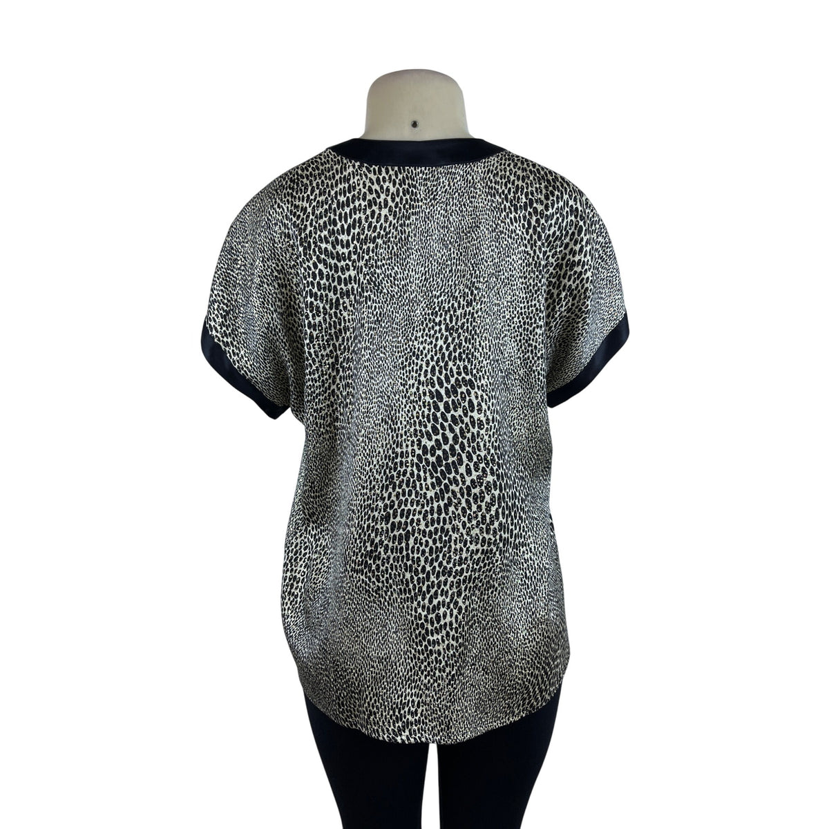 Escada Women's Black Animal Print Silk Top Size 40