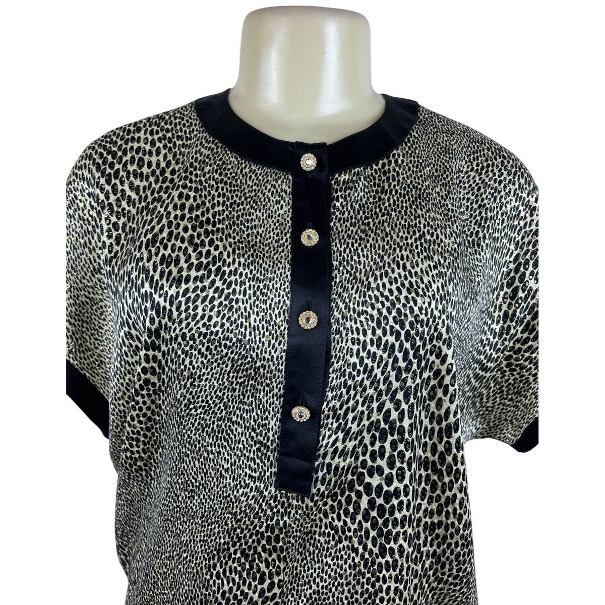 Escada Women's Black Animal Print Silk Top Size 40