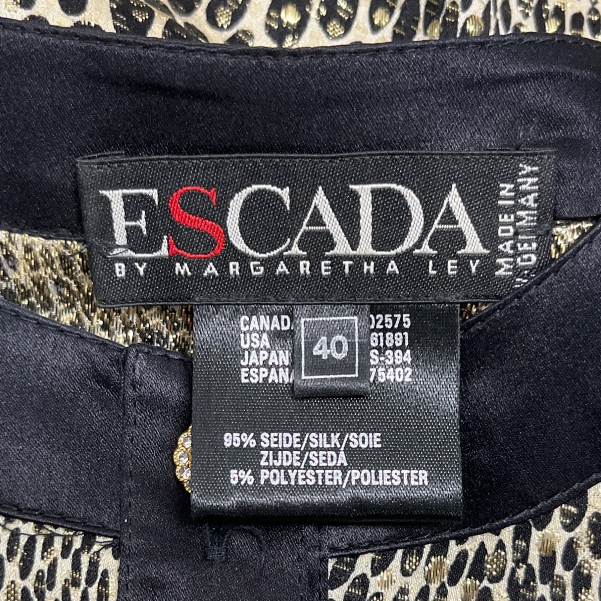 Escada Women's Black Animal Print Silk Top Size 40