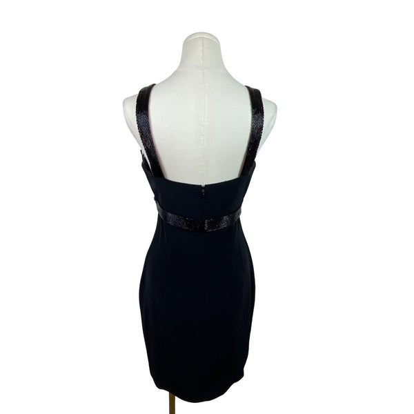 Cashé Black Cocktail Dress With Beaded Straps & Back Zipper Size 4