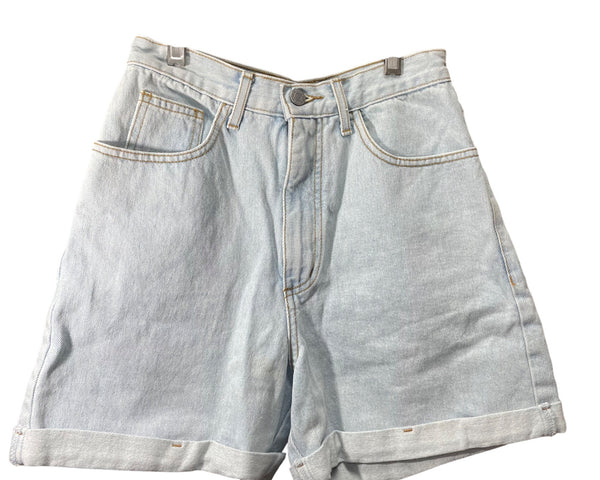 Guess Womens Light Wash Denim High-Waist Rolled Hem Shorts 100% Cotton USA Made M